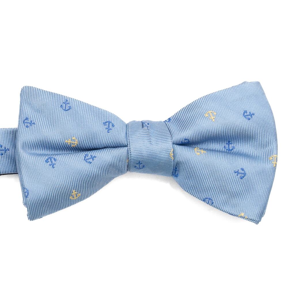 New Saddlebred Adjustable Pre-tied Silk Blend Blue Yellow Anchor Bowtie